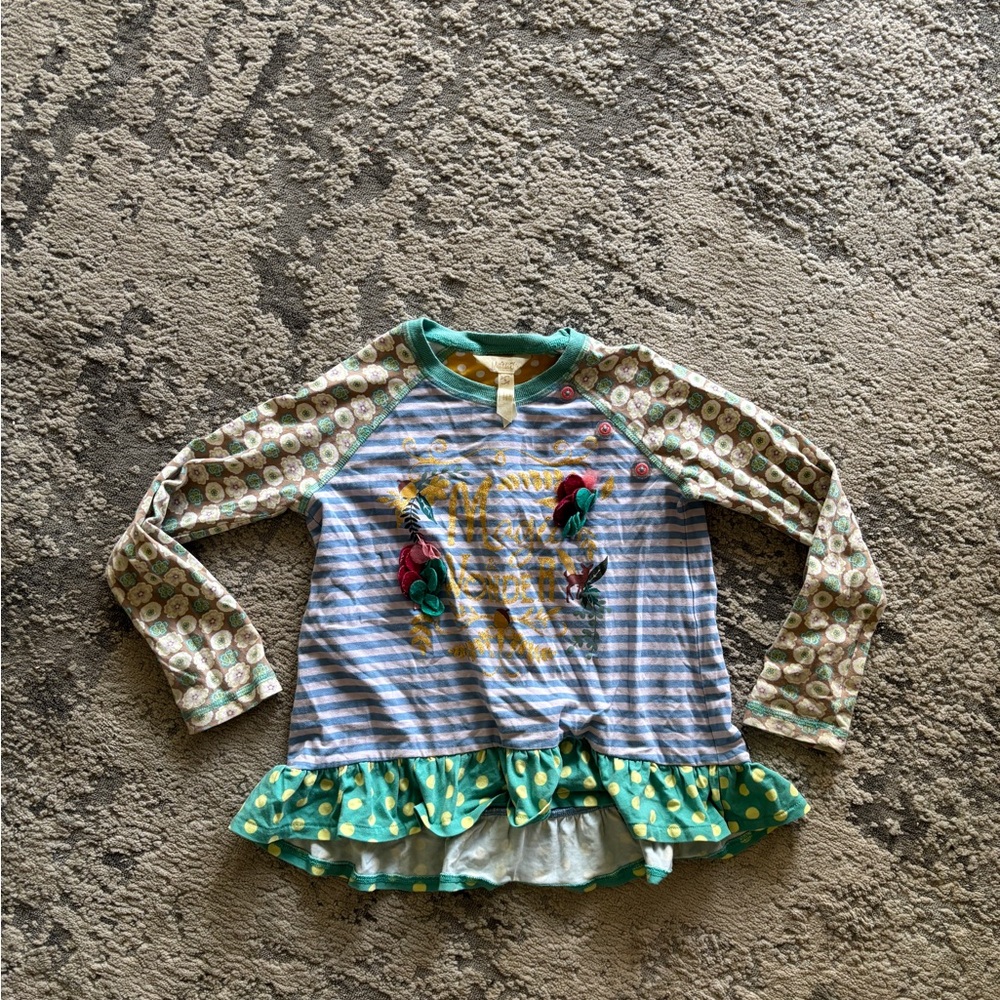 Matilda Jane Striped Top with Floral Embroidery